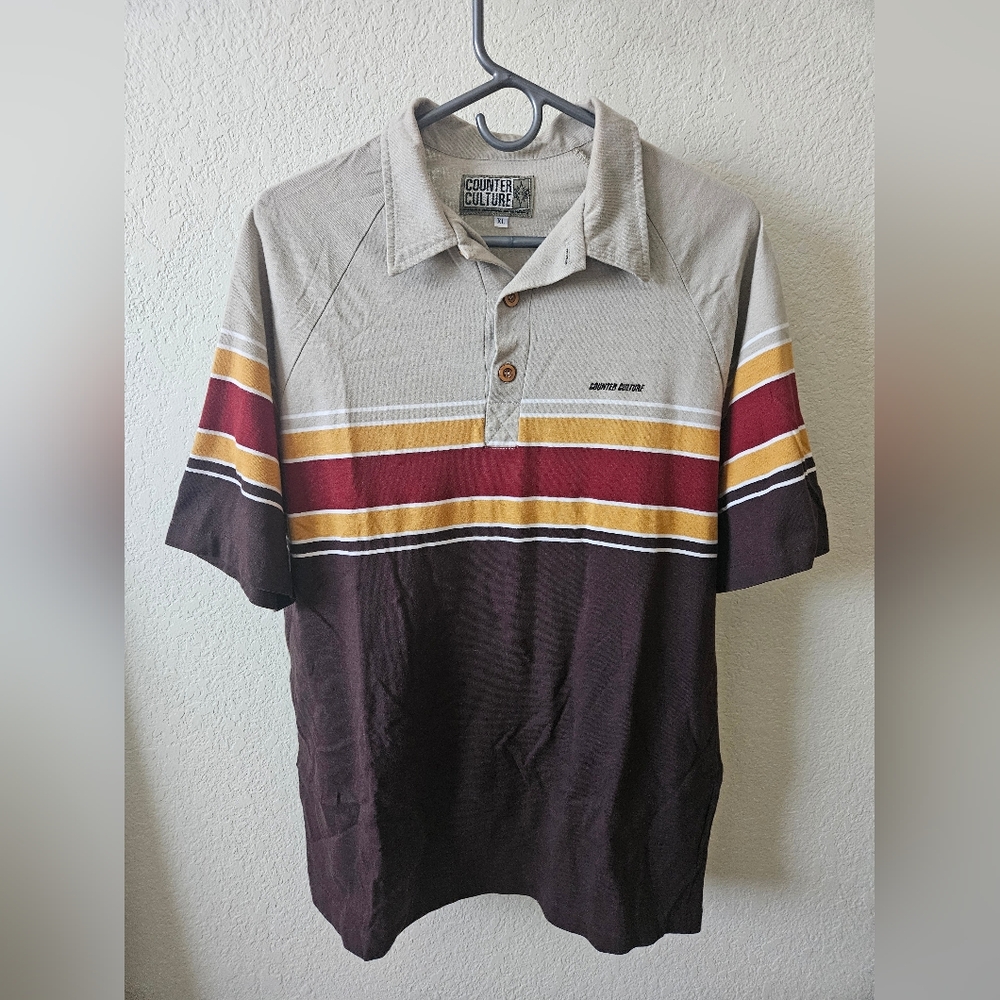 Vintage, Counter Culture, wooden buttons, collared Mens XL NEVER WORN!